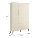 Ver imagem 4 de Guarda Roupa Infantil 3 Portas Theo Retrô Areia Fosco com Pés Amadeirado - Reller Móveis