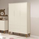 Ver imagem 2 de Guarda Roupa Infantil 3 Portas Theo Retrô Areia Fosco com Pés Amadeirado - Reller Móveis