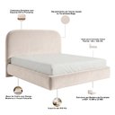 Ver imagem 5 de Cama Casal Flutuante com Cabeceira 140cm Aura W01 Suede Bege - Lyam Decor
