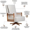 Ver imagem 4 de Poltrona de Amamentação com Balanço Giratória Líria D02 Linho Off White B-410 - Lyam Decor