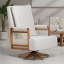 Ver imagem 2 de Poltrona de Amamentação com Balanço Giratória Líria D02 Linho Off White B-410 - Lyam Decor