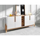 Ver imagem 1 de Aparador Buffet Sala 190cm Liz 4 Portas com Adega com Pés de Madeira Branco com Cedro - Rede Móveis