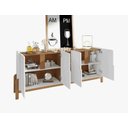 Ver imagem 4 de Aparador Buffet Sala 190cm Liz 4 Portas com Adega com Pés de Madeira Branco com Cedro - Rede Móveis