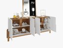 Ver imagem 4 de Aparador Buffet Sala 190cm Liz 4 Portas com Adega com Pés de Madeira Branco com Cedro - Rede Móveis