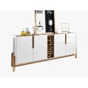 Ver imagem 3 de Aparador Buffet Sala 190cm Liz 4 Portas com Adega com Pés de Madeira Branco com Cedro - Rede Móveis