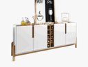 Ver imagem 3 de Aparador Buffet Sala 190cm Liz 4 Portas com Adega com Pés de Madeira Branco com Cedro - Rede Móveis