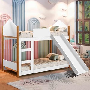 Beliche Infantil Casinha com Escorregador Branco Magia Gabrielli Móveis