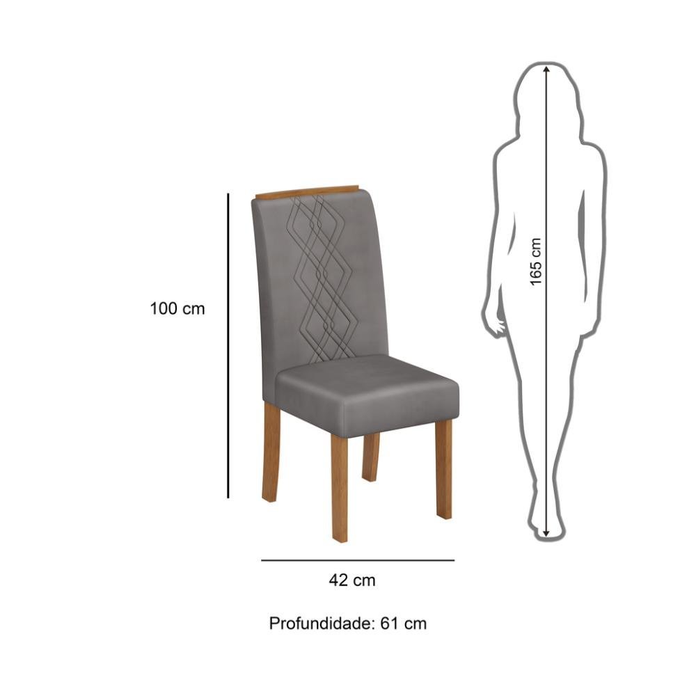 Kit 02 Cadeiras para Mesa de Jantar Estofada Ayla - DJ Móveis                                                                                   - 5