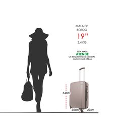 Kit Mala de Bordo 10kg Viagem Rígida Rodas 360º Abs Cadeado Segredo Gladiador A2mb com Mochila Execu - 5