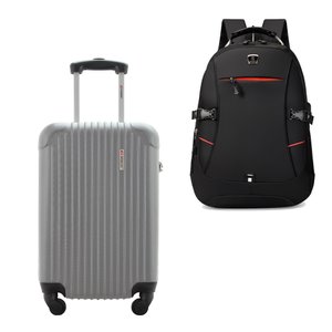 Kit Mala de Bordo 10kg Viagem Rígida Rodas 360º Abs Cadeado Segredo Gladiador A2mb com Mochila Execu