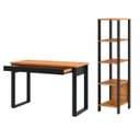 Ver imagem 1 de Conjunto Mesa Escrivaninha e Estante com 5 Prateleiras Freijó Preto Pradel