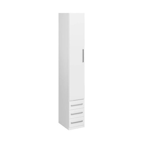 Guarda-roupa de 1 Porta com 3 Gavetas 1232 Esquerdo Branco