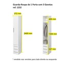 Ver imagem 4 de Guarda-roupa de 1 Porta com 3 Gavetas 1232 Esquerdo Branco