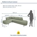 Ver imagem 3 de Sofá de Canto Orgânico 4 Lugares 265cm Base de Ferro Chaise Esquerda Luna