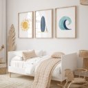 Ver imagem 4 de Kit 3 Quadros Decorativos Infantil Love The Sun Quarto Bebê 30x40 Moldura Madeira