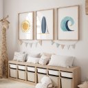 Ver imagem 2 de Kit 3 Quadros Decorativos Infantil Love The Sun Quarto Bebê 30x40 Moldura Madeira