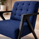 Ver imagem 3 de Kit 2 Poltrona Verona Bella Design Linho Premium Pés Madeira:Azul