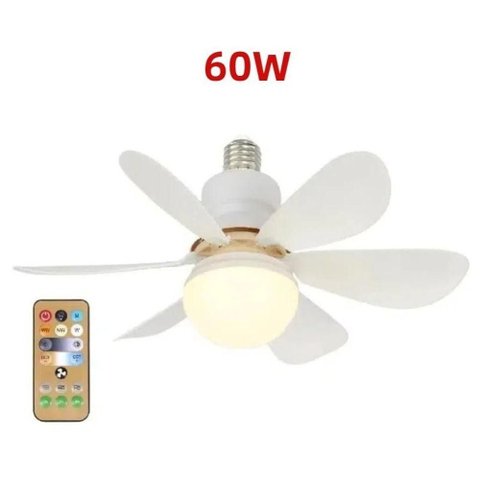 Ventilador de Teto Oem 60W 6 Pás 3 Velocidades Branco Luz LED Controle Remoto Bivolt