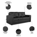 Ver imagem 3 de Sofá Living 2 Lugares para Sala de Estar 160cm Licci L07 Couro Preto - Mpozenato
