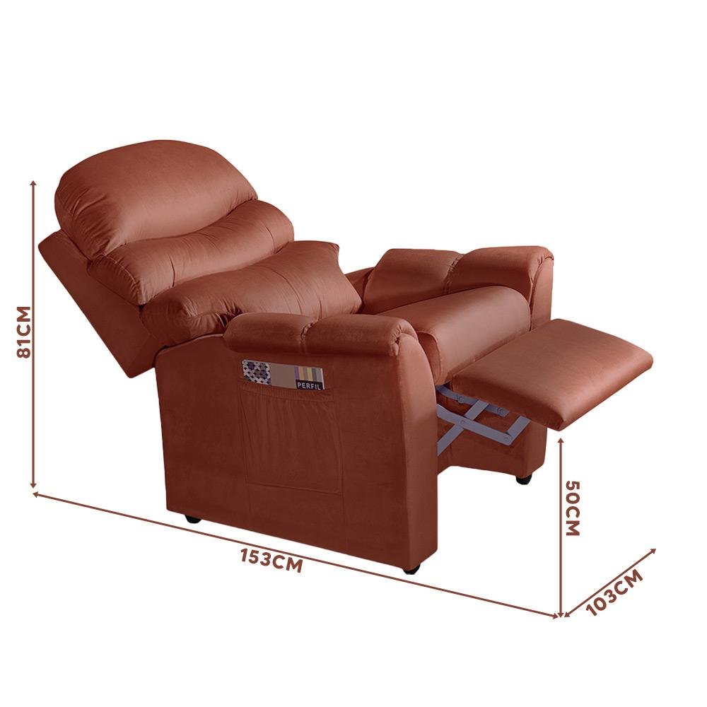 Cadeira Confortável Reclinável Suede Cobre Kelsi Jm Móveis - 4