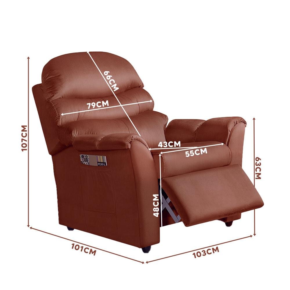 Cadeira Confortável Reclinável Suede Cobre Kelsi Jm Móveis - 3