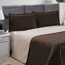 Ver imagem 2 de Kit Cobre Leito 3 Peças Cama Queen Dupla Face com Porta Travesseiros Matelado Marrom Casa Dona