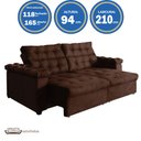 Ver imagem 2 de Sofá New Austrália 210cm Retratil Reclinavel Suede Marrom – WS.