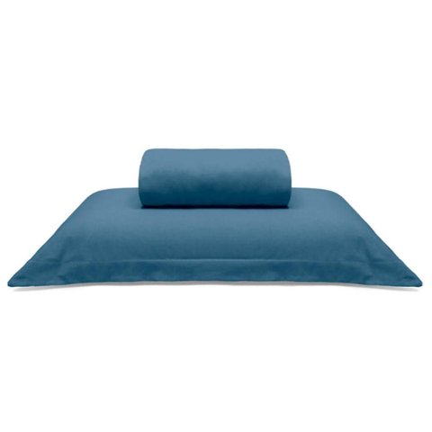 Jogo de Cama Buettner Solteiro King Malha Liso 2 Peças Image Azul