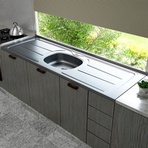 Pia de Cozinha Plus 30 de 160x53 Cinza com Cuba Concreto Aerado Ghel Plus