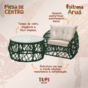 Ver imagem 3 de Jogo 2 Poltronas e Mesa de Centro Tampo de Vidro Aço e Corda Náutica Verde Aruá Assento Bege
