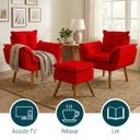Ver imagem 5 de Kit 2 Poltronas Decorativa e Puff para Sala Recepção Manicure Consultório Quarto Alice Suede