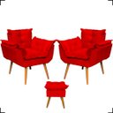 Ver imagem 1 de Kit 2 Poltronas Decorativas Para Recepção Manicure Sala De Estar + Puff Reforçado Suede