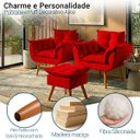 Ver imagem 3 de Kit 2 Poltronas Decorativa e Puff para Sala Recepção Manicure Consultório Quarto Alice Suede