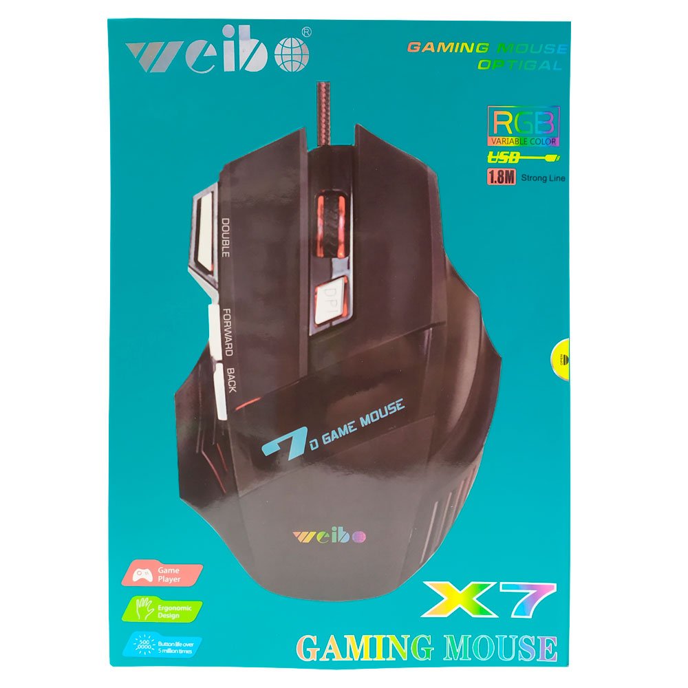 Mouse Gamer Led Com Fio 7 Botoes 3200 DPI Usb - 5