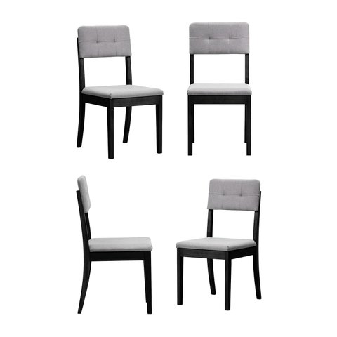 Kit 4 Cadeiras Estofadas Tiê CabeCasa MadeiraOriginals Cinza/Preto