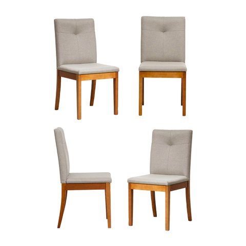 Kit 4 Cadeiras Estofadas Tiê Maxx CabeCasa MadeiraOriginals