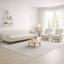 Ver imagem 1 de Conjunto Milano Sofá 3 Lugares e 2 Poltronas em Veludo Bege - Larbelle