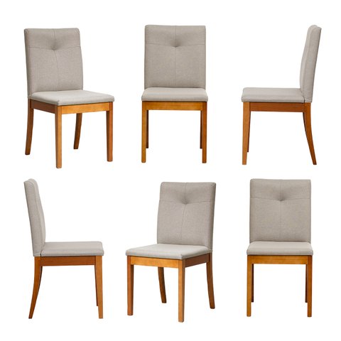Kit 6 Cadeiras Estofadas Tiê Maxx CabeCasa MadeiraOriginals