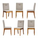 Ver imagem 3 de Kit 6 Cadeiras Estofadas Tiê Maxx CabeCasa MadeiraOriginals Bege/Amêndoa