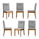 Ver imagem 1 de Kit 6 Cadeiras Estofadas Tiê Maxx CabeCasa MadeiraOriginals Cinza/Amêndoa