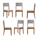 Ver imagem 1 de Kit 6 Cadeiras Estofadas Tiê CabeCasa MadeiraOriginals Cinza/Amêndoa