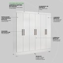 Ver imagem 5 de Guarda Roupa Casal 6 Portas e 3 Gavetas York - Branco