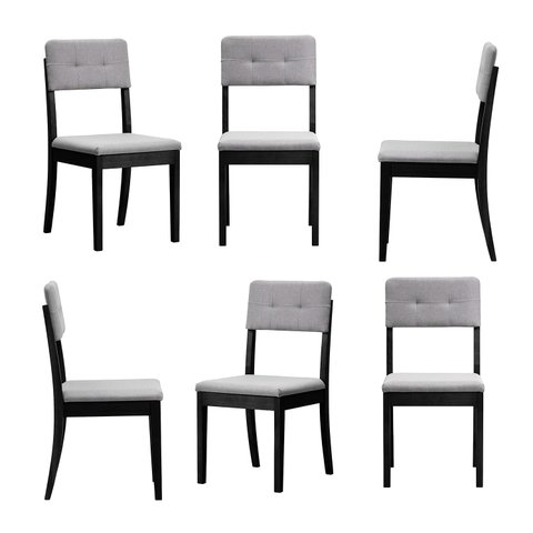 Kit 6 Cadeiras Estofadas Tiê CabeCasa MadeiraOriginals Cinza/Preto