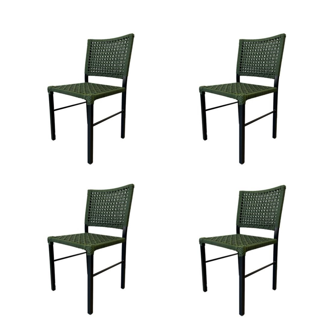 Kit 4 Cadeiras Camila Corda Náutica e Alumínio Verde