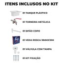 Ver imagem 2 de Tanque de Plástico 40l Branco + Torneira Duas Saídas + Sifão Sanfonado com Copo Branco + Veda Rosca