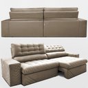 Ver imagem 7 de Sofá Retrátil e Reclinável 2,70m Molas Ensacadas Max Spring Velusoft Bege Cama Inbox
