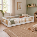Ver imagem 1 de Cama Infantil Montessoriana Solteiro Matteo 100% MDF Branco/Amadeirado - Tigus