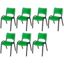 Ver imagem 2 de Cadeira Iso Base Preto Igreja, Escola, Escritório - Verde - Kit 7 Peças