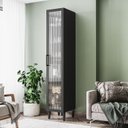 Ver imagem 1 de Cristaleira Retrô com Vidro Canelado e Puxador de Alumínio