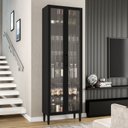 Ver imagem 1 de Cristaleira Retrô com Vidro Canelado e Puxador de Alumínio 2 Portas